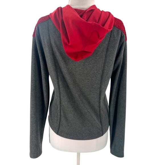 Free People FP Movement Hoodie Women's M Gray Red Long Sleeve Jacket - Picture 2 of 6